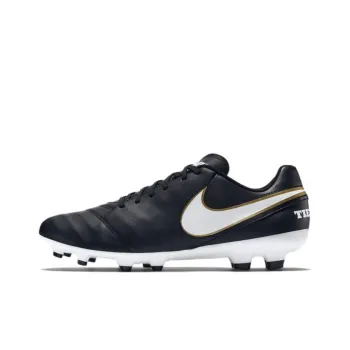 Nike Tiempo Genio II Leather Firm Ground 'Black White Gold'