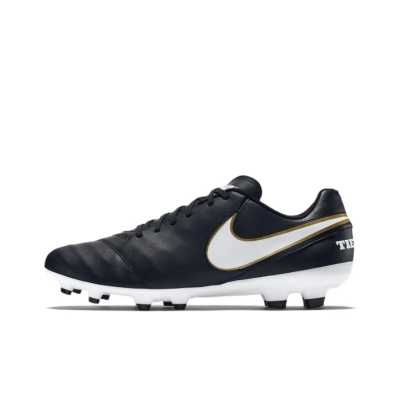 Nike Tiempo Genio II Leather Firm Ground 'Black White Gold'-0