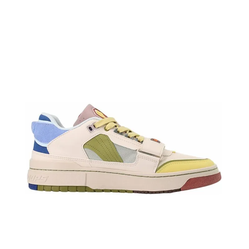 LiNing Anti Slip Wear Resistant Low Top Vintage Basketball Shoes Yellow Green-1