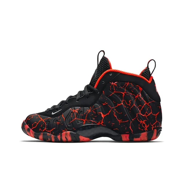 Nike Foamposite One Non slip Lightweight Mid Top Vintage Basketball Shoes Unisex Black Red-0