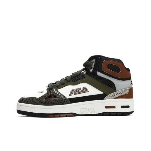 FILA FUSION Teratach Vintage Basketball Shoes Men Mid-Top Night Olive/Bright White/Black/Brown