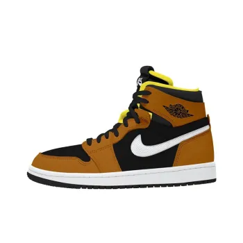 Jordan Air Jordan 1 Zoom Comfort Cushioned Slip-Resistant High-Top Vintage Basketball Shoes Men's Black Brown
