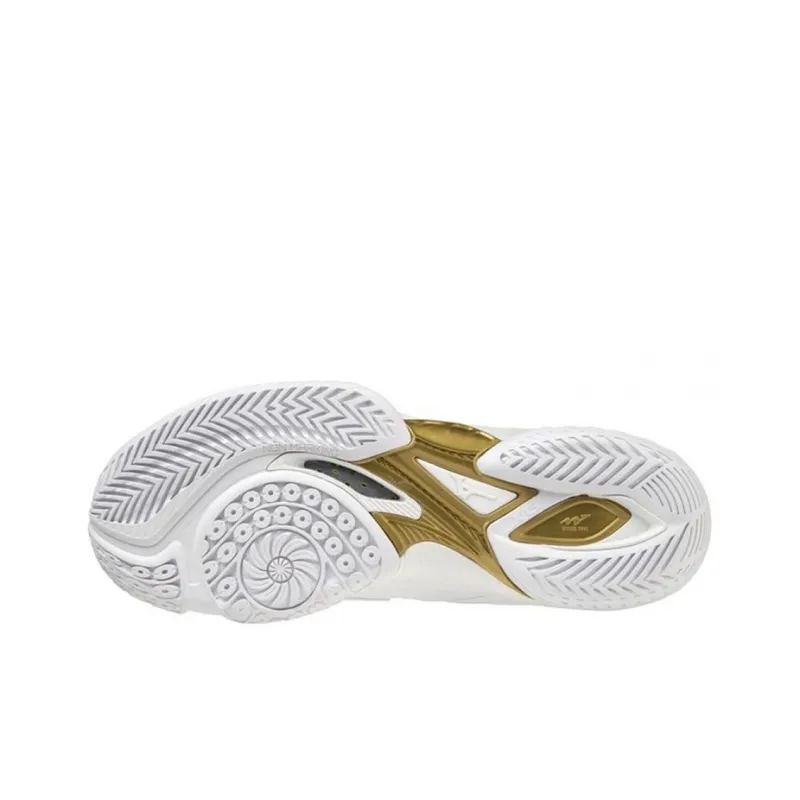 Mizuno Wave Claw 2 Anti-Slip And Wear-Resistant Breathable Low-Top Badminton Shoes Unisex White Gold-4