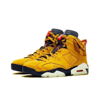 Travis Scott x Jordan Air Jordan 6 Non slip Lightweight High Top Vintage Basketball Shoes Men's Yellow
