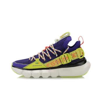 LiNing Essence Lace Up PRM Durable Breathable Low Top Vintage Basketball Shoes Blue Yellow