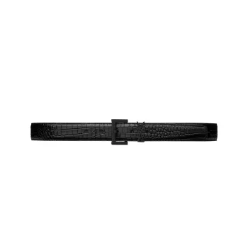 SAINT LAURENT Adorned With Classic YSL Logo Circle Pin Buckle Leather Belts Women's Black Width: 3cm