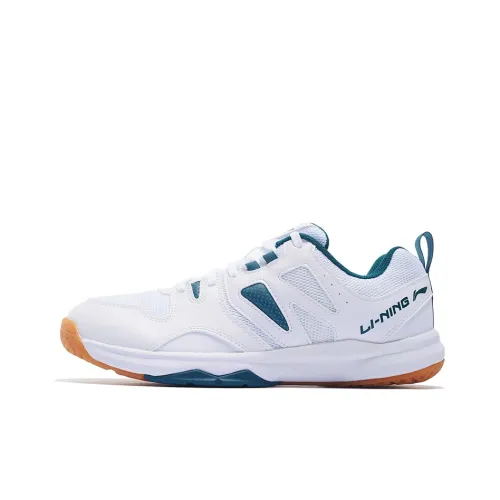 LINING Ace Badminton Shoes Men Low-Top Standard White/Dark Spruce Green