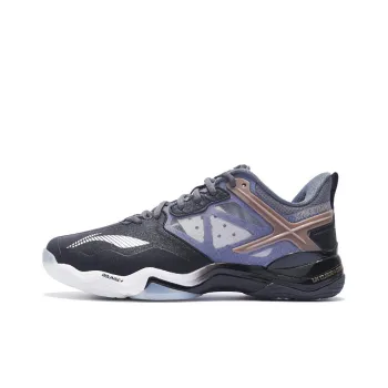 LiNing Sonic Boom OP Cushioned Slip Resistant Abrasion Resistant Breathable Low Top Badminton Shoes Black Gray Gold