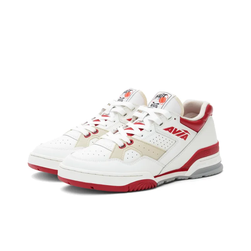AVIA 855 Series Anti Slip Wear Resistant Low Top Vintage Basketball Shoes Men's White Red-2