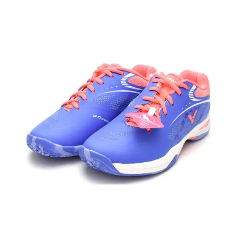 VICTOR Cushioning Anti Slip And Wear Resistant Breathable Coverage Low Top Badminton Shoes Unisex Purple Orange-3