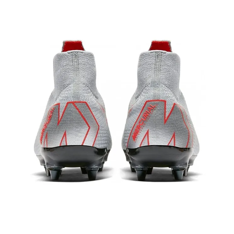 Nike Mercurial Superfly 6 Soccer Shoes Men Mid-Top Light Gray/Red-4
