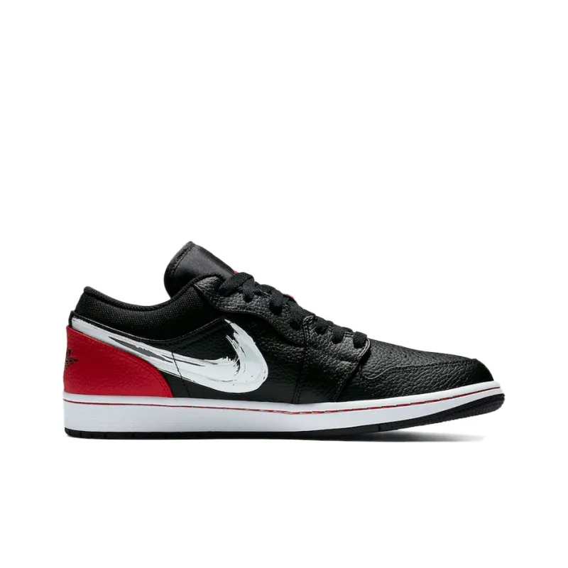 Jordan 1 Low Brushstroke Swoosh Black-1