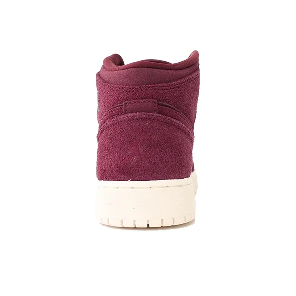 Jordan Air Jordan 1 Retro Mid Cushioned Slip Resistant Abrasion Resistant High Top Vintage Basketball Shoes GS Burgundy-3