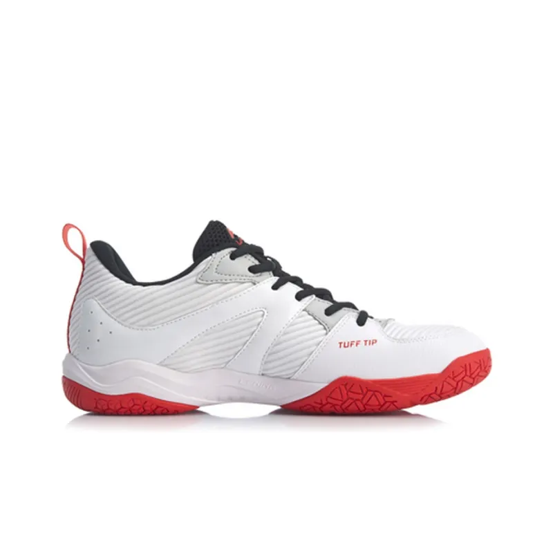 LiNing Cushioning, Wear Resistant Low Top Badminton Shoes Men's White Red-1