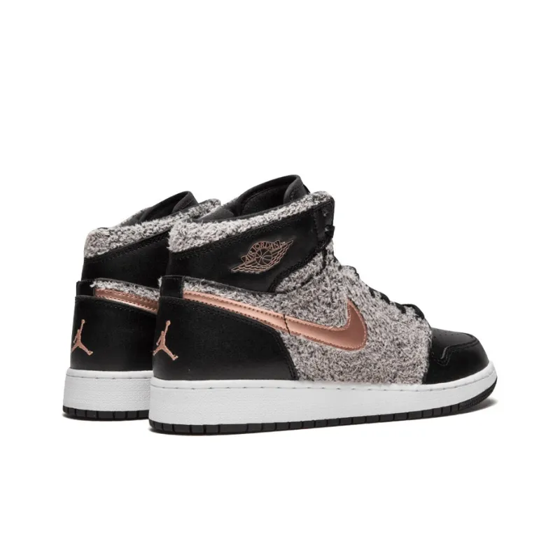 JORDAN 1 Retro High Fleece Black Metallic Red Bronze GS-3