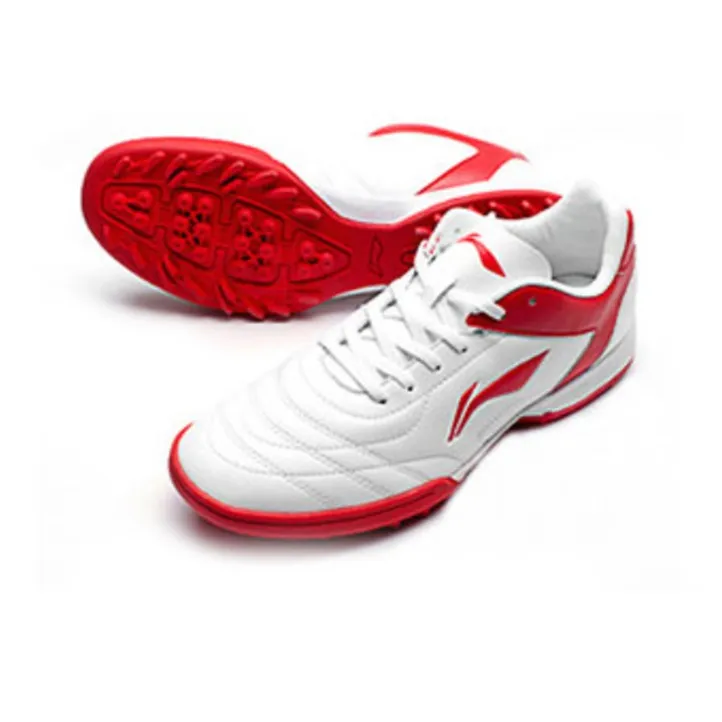 LiNing TF Rubber Broken Studs Artificial Ground Cushioning Anti-Slip And Wear-Resistant Soccer Shoes White Red-2