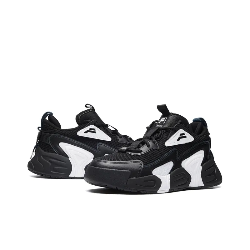 FILA Swarm Low Swirl Sneakers 'Black And White' Women's-2