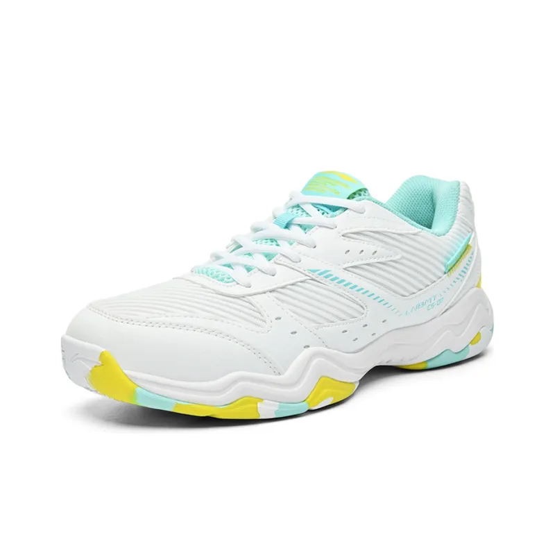 LiNing Speed Collection Long Wind Cushioning Wear Resistant Low Top Badminton Shoes Unisex White Green-1