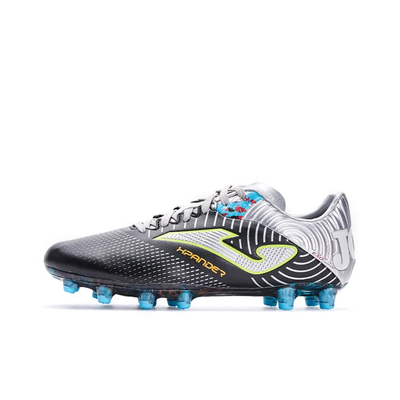 Joma FG Rubber Long Studs Artificial Ground Anti Slip Wear Resistant Soccer Shoes Men's Black Silver-0