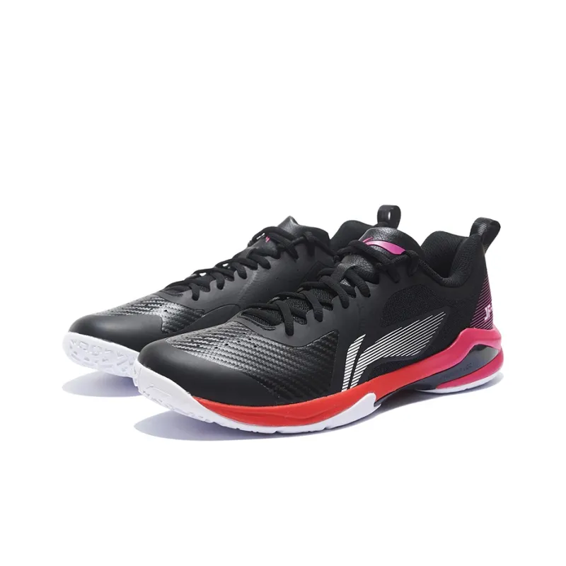 LiNing Sprint SE Cushioned Slip Resistant Abrasion Resistant Low Top Badminton Shoes Unisex Black Red-2