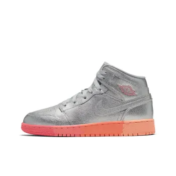 Jordan 1 Mid GS Metallic Silver Pink Crimson