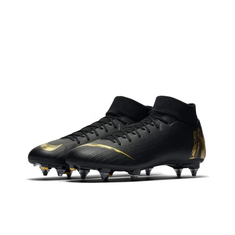 Nike Mercurial Superfly 6 Soccer Shoes Men Mid-Top Black/Gold-2