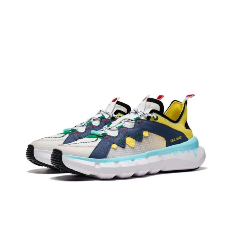 LiNing Essence 2.3 Essence Anti Slip Wear Resistant Low Top Vintage Basketball Shoes Men's White Blue Yellow-2