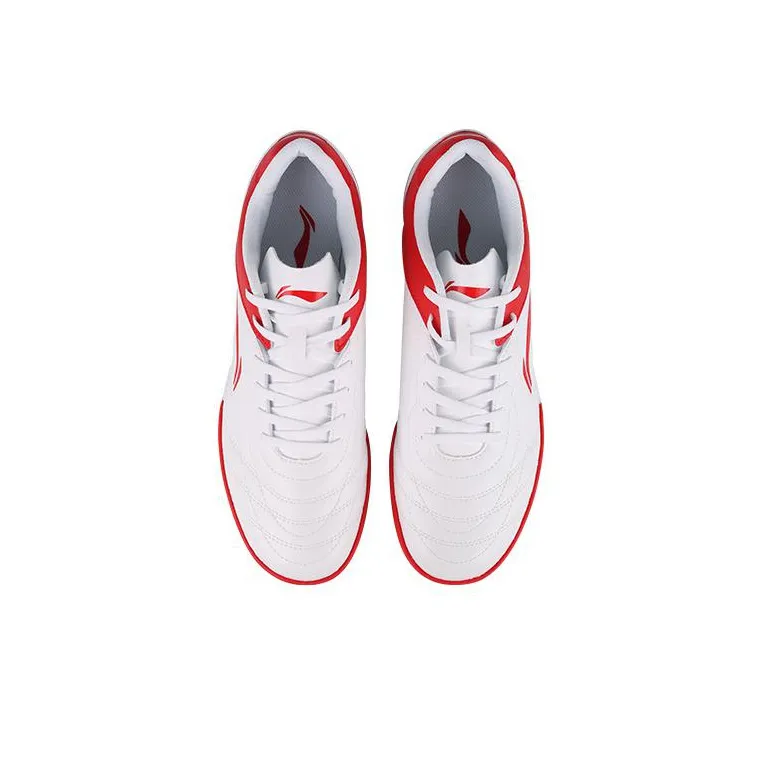 LiNing Long Song Series TF Cushioning Anti-Slip And Wear-Resistant Soccer Shoes Men's White Red-2