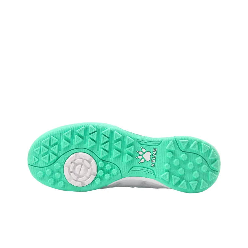 KELME TF Turf Shock Absorbers Slip Resistant, Abrasion Resistant, Breathable Soccer Shoes Unisex White Green-3