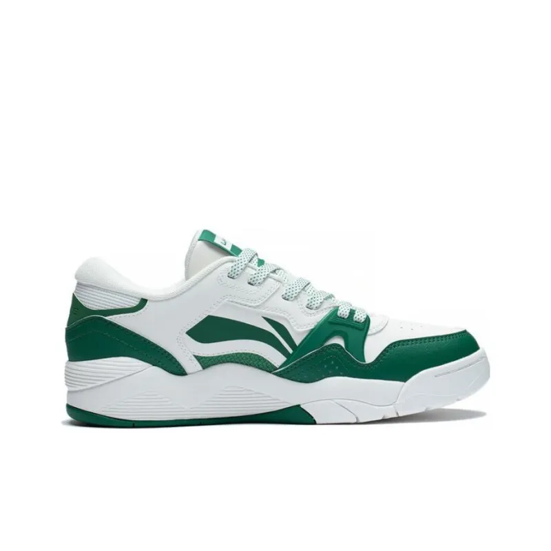 LiNing Basketball Culture OG 90 Durable Breathable Low Top Vintage Basketball Shoes White Green-1