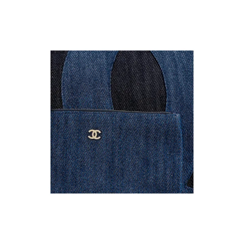 CHANEL Denim Hobo Bag, Handbag, Shoulder Bag Tubas Women's Blue & Black-6