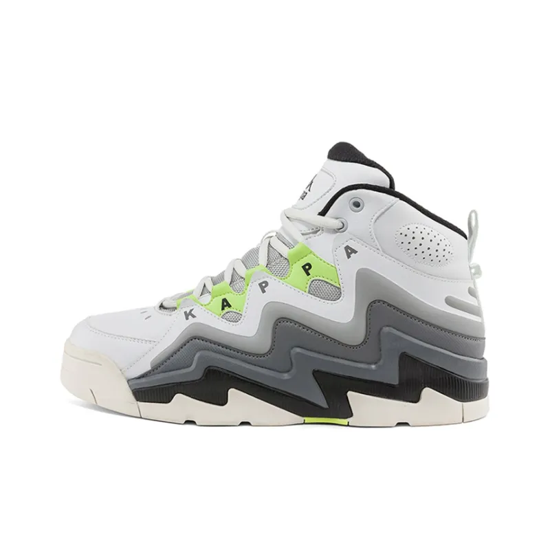 Kappa Anti Slip Wear Resistant Mid Top Vintage Basketball Shoes Unisex Gray Green-0
