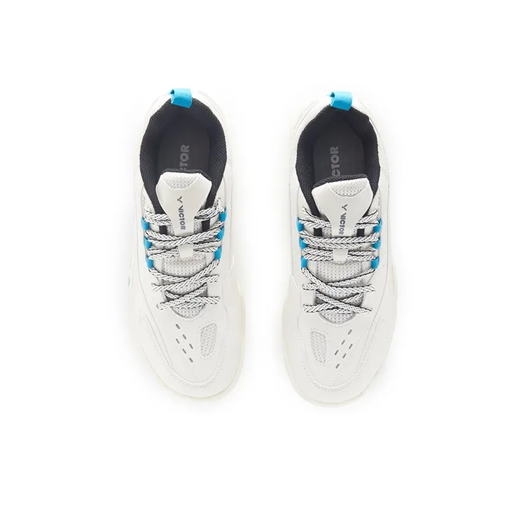 VICTOR Cushioned Slip Resistant Abrasion Resistant Low Top Badminton Shoes Unisex Warm White-3