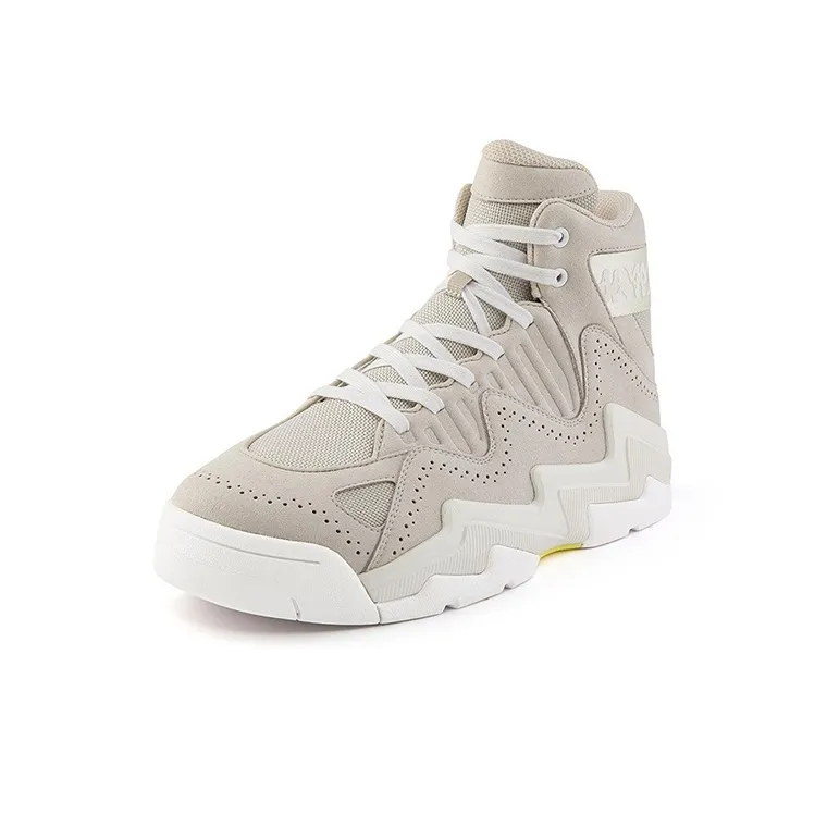 Kappa Anti Slip Wear Resistant High Top Vintage Basketball Shoes Unisex Khaki-1