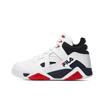 FILA Cage Wear-Resistant High-Top Vintage Basketball Shoes Women's White Blue