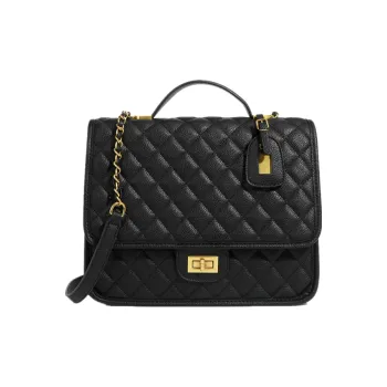 NOMK PU Small Square Bag Backpack Medium Size Women's Black