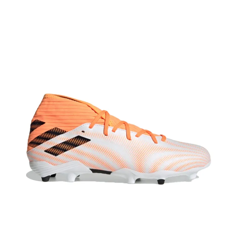 Adidas Nemeziz 3 FG Rubber Long Studs Natural Ground Wear-Resistant Soccer Shoes Men's White Orange-1
