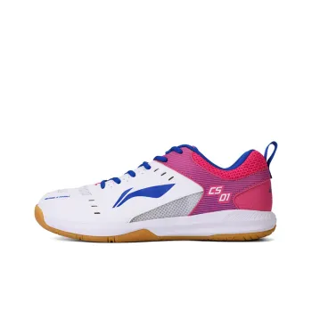 LiNing Feather Cushioned Wear Resistant Breathable Lightweight Low Top Badminton Shoes Unisex White Pink