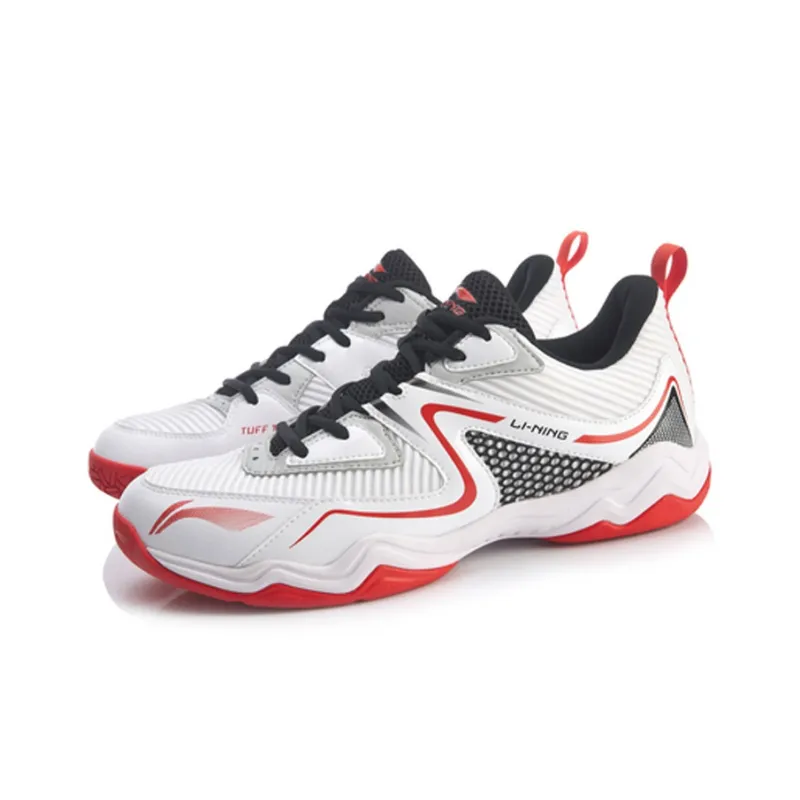 LiNing Cushioning, Wear Resistant Low Top Badminton Shoes Men's White Red-2