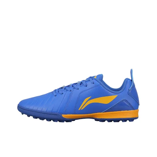 LINING Iron Soccer Shoes Men Low Top Crystal Blue Orange