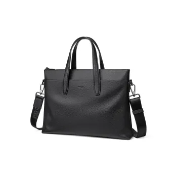POLO Top Grain Cow Leather Men's Crossbody Bag, Shoulder Bag Briefcase Tubas Men's Black