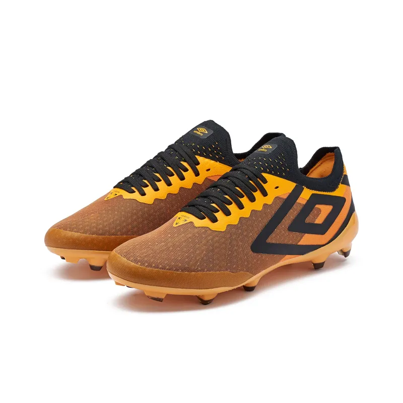 Umbro FG Rubber Long Studs Natural Ground Slip Resistant Support Impact Resistant Soccer Shoes Men's Saffron-2