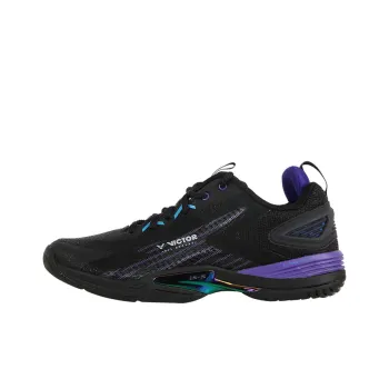 VICTOR Cushioning Anti Slip And Wear Resistant Breathable Coverage Low Top Badminton Shoes Unisex Black Purple