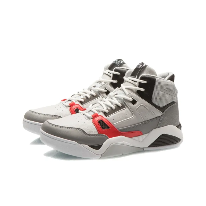 LINING Vintage Basketball Shoes Men Mid Top Microcrystalline Gray/Frost Gray-2