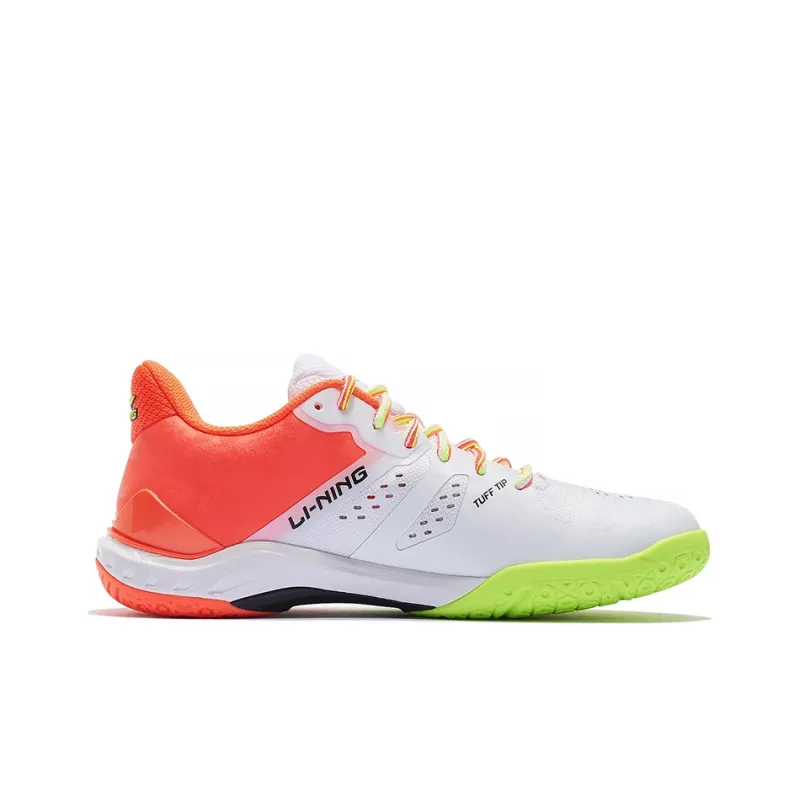 LiNing Cloud Thunder Cushioned Slip Resistant Abrasion Resistant Breathable Low Top Badminton Shoes Unisex White Red-1