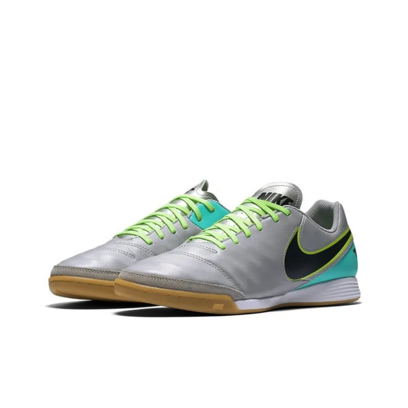 Nike Tiempo Genio 2 Soccer Shoes Men Low-Top Silver/Black/Green-2