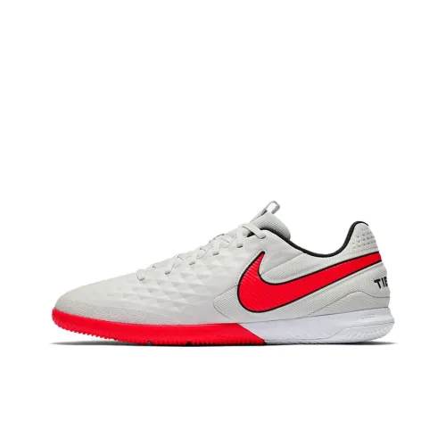 Nike Tiempo Legend 8 Soccer Shoes Unisex Low-Top Gray Red