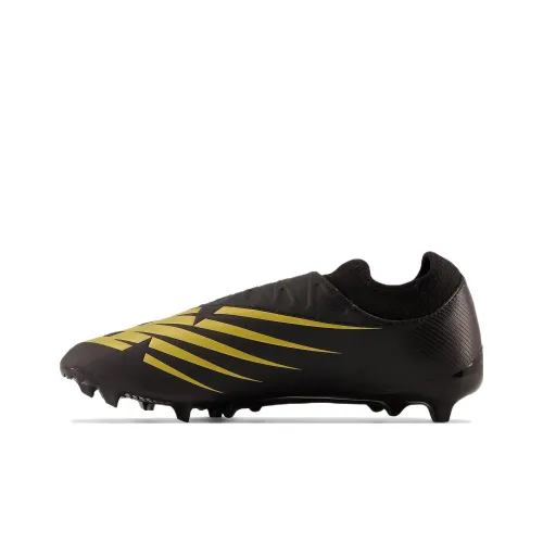 New Balance Furon V7 Dispatch FG Hard Court Anti-Slip Wear-Resistant Soccer Shoes Unisex Black Gold