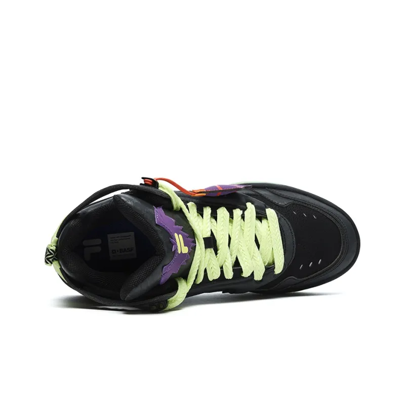 FILA FUSION Desperado Anti Slip Wear Resistant Mid Top Vintage Basketball Shoes Women's Black Purple-2