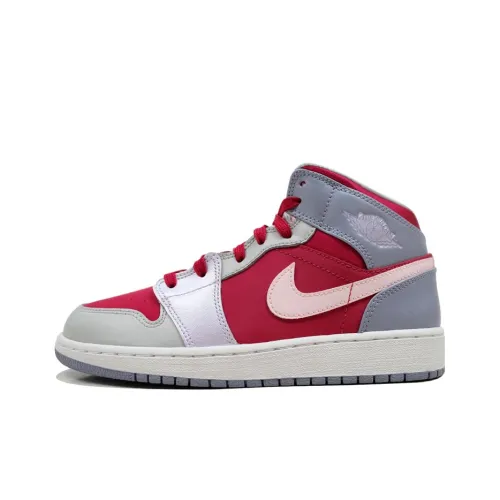 Air Jordan 1 Vintage Basketball Shoes Women's Mid-Top Rose Red Purple